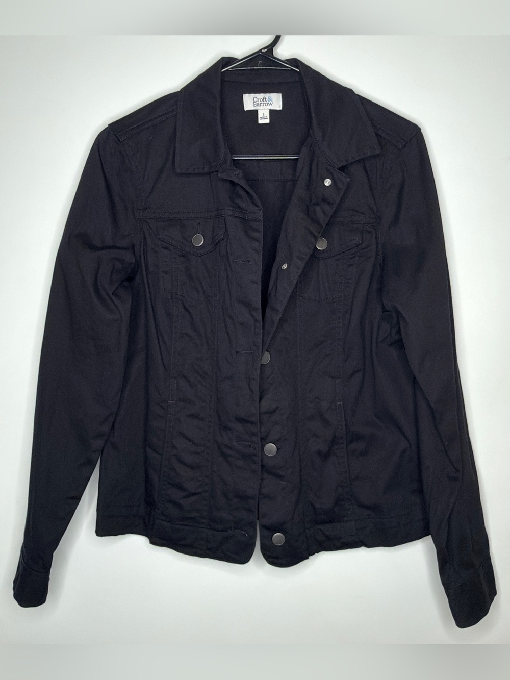 croft & barrow Black Women's Button-Front Jean Jacket Small